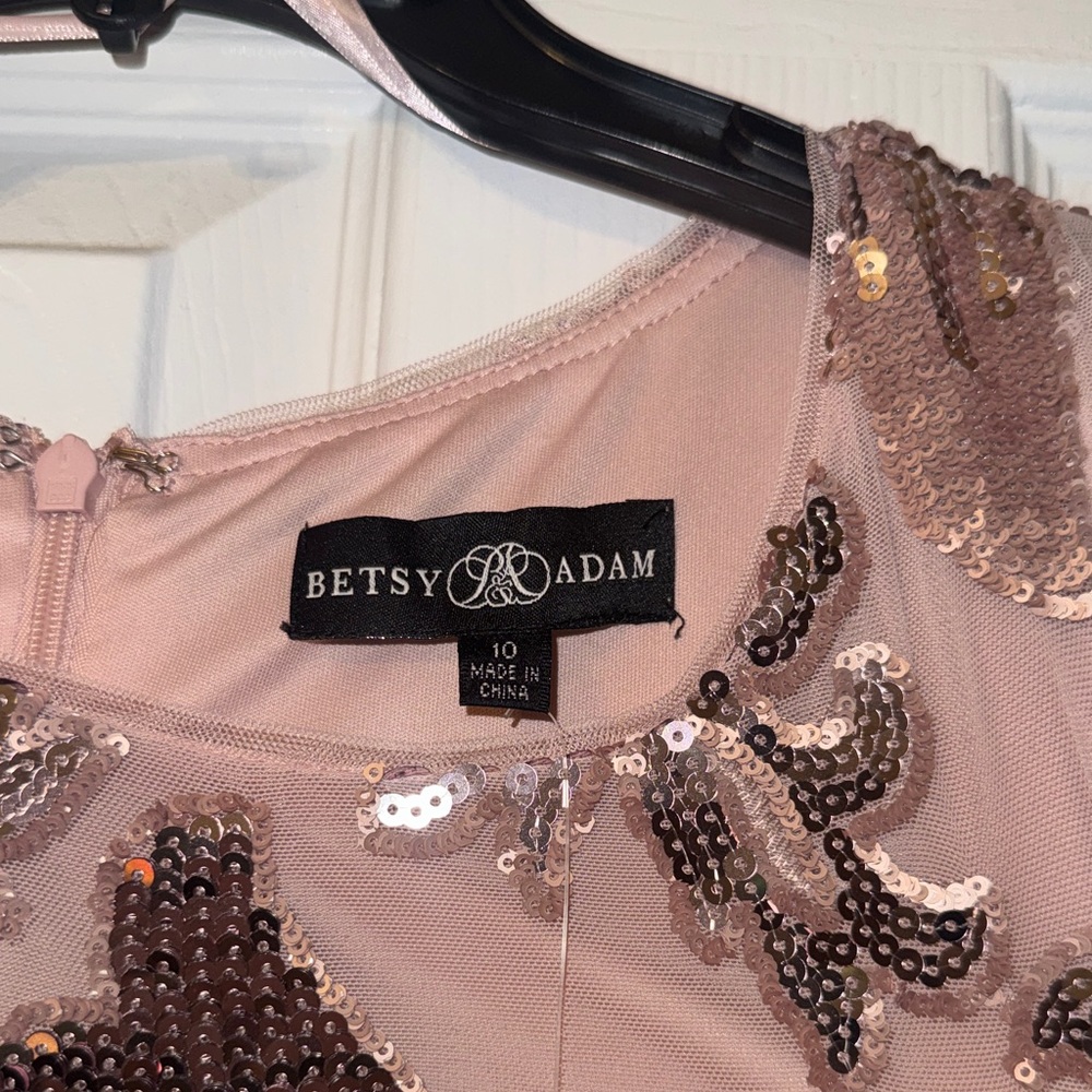 Betsy & Adam Blush Sequin Floral Bodice Maxi Dress - Picture 3 of 15